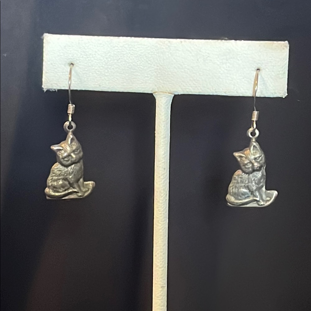 Sterling Silver .925 Kitten Cat Earrings